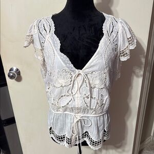 Anthropologie Cream Lace Blouse
